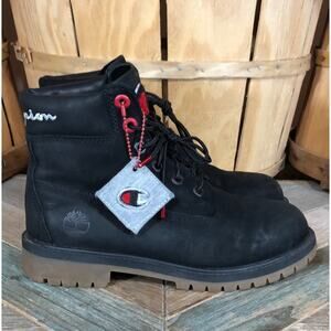 Timberland x Champion 6-Inch Premium Black Leather Waterproof Boots Women Size 6